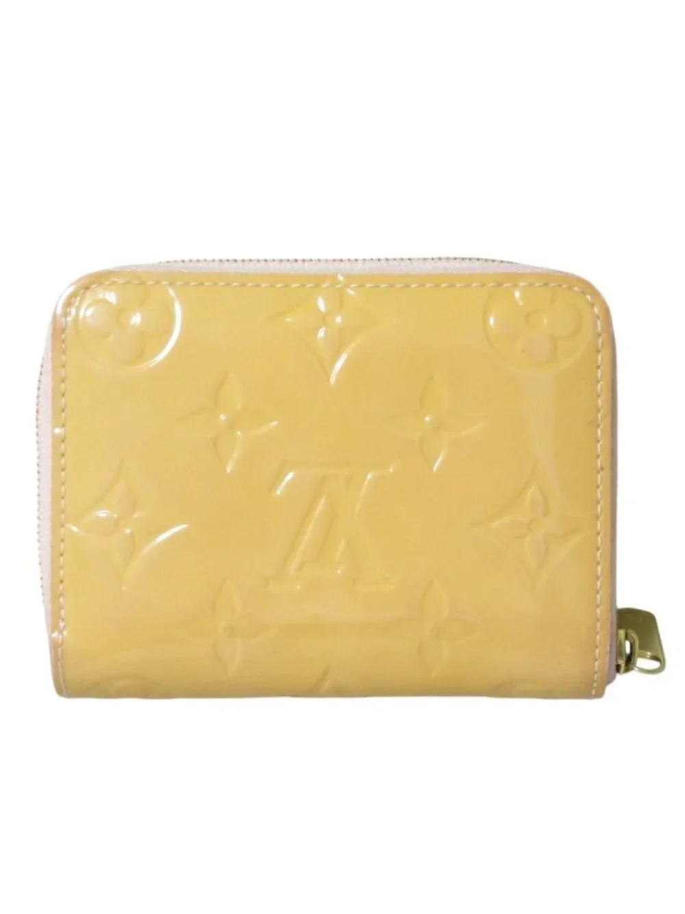 Louis Vuitton Monogram Vernis Zippy Coin Purse Wallet Beige
